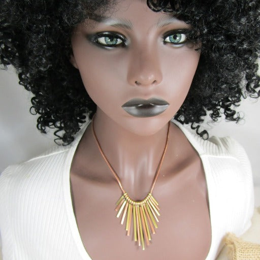 Copper & Brass Unique Fan Pendant Necklace Trendy Style - VP's Jewelry