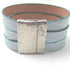 Wide Bold Aqua Leather Cuff Bracelet - VP's Jewelry