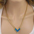 Light Turquoise Blue Druzy Pendant on Gold Chain - VP's Jewelry