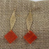 Orange Sea glass & Gold Mesh Dangle Earrings