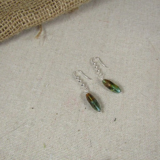 Amber & Green Bead Drop Earrings - VP's Jewelry