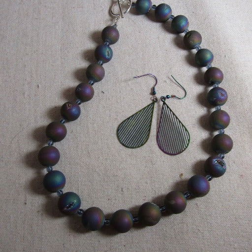 Rainbow Gemstone Beaded Necklace & Earrings Handcrafted - VP's Jewelry  