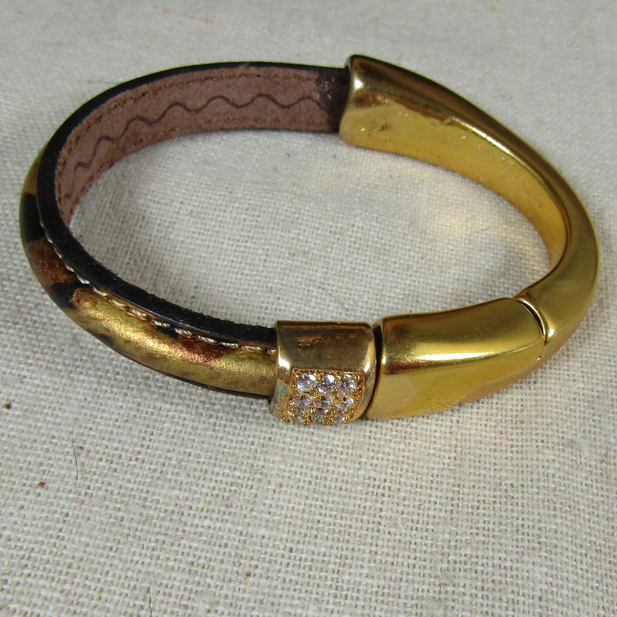 Gold and Leopard Leather Cuff Bracelet - VP's Jewelry