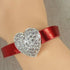Red Leather Bracelet with Crystal Heart - VP's Jewelry