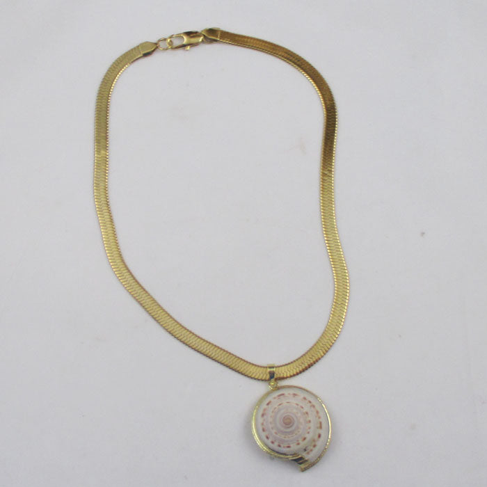 Cream Shell Pendant Necklace on Gold Chain - VP's Jewelry