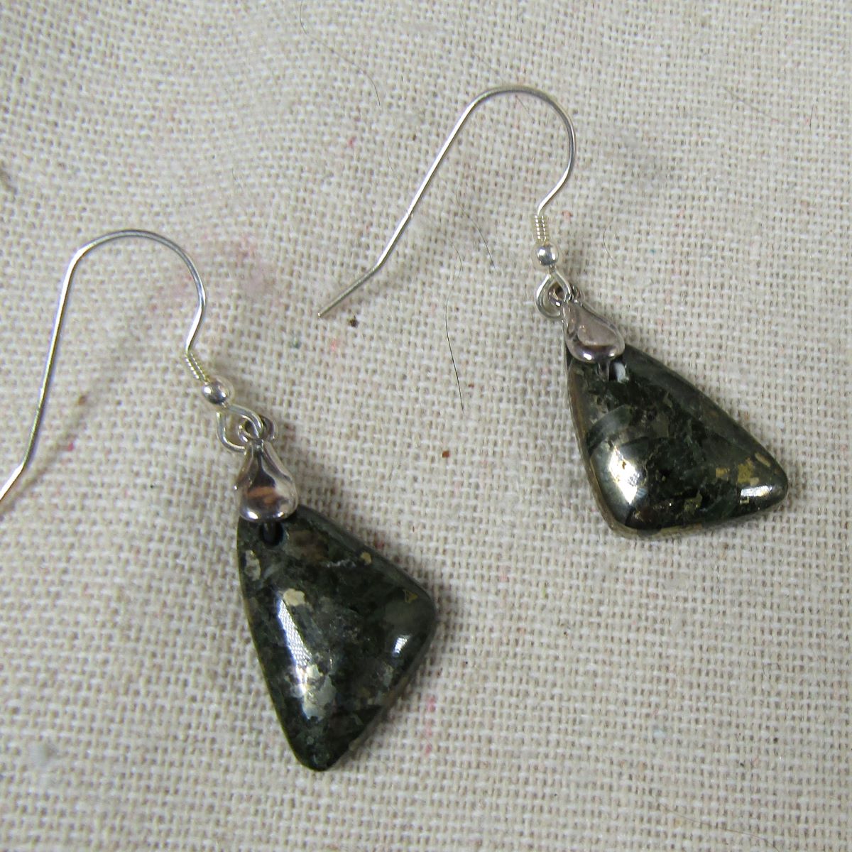 Rare gemstone chalcopyrite  drop earrings VP's Jewelry