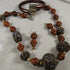 Wood and Beaded Bead Necklace Earrings and Leather Bracelet - VP's Jewelry  