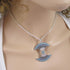 Aqua Cut Out Circle Multi-stone Pendant of Silver Chain Necklace - VP's Jewelry
