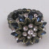 Blue Crystal & Antique Gold Flower Fashion Ring Size 7 to 9