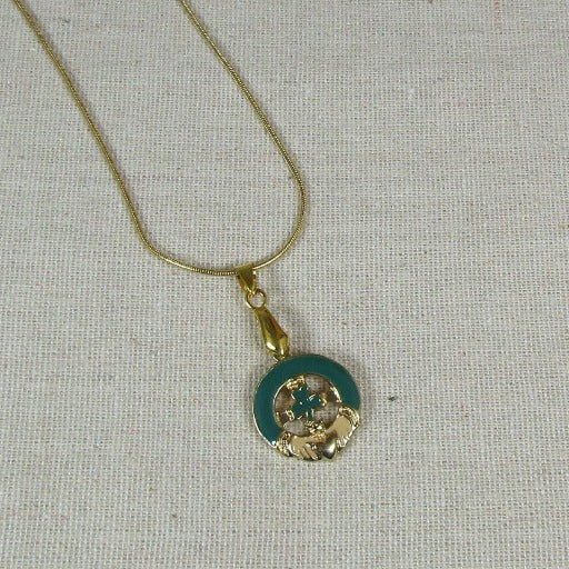 Green Claddagh Pendant Necklace - VP's Jewelry