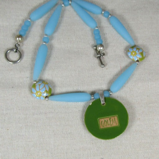 Handmade Blue & Green Designer Necklace & Earrings - VP's Jewelry