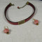 Leather Chocker in Marron with Beaded Earrings - VP's Jewelry