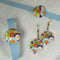 Light Blue Ribbon Choker, Bracelet & Earrings Circle Design - VP's Jewelry