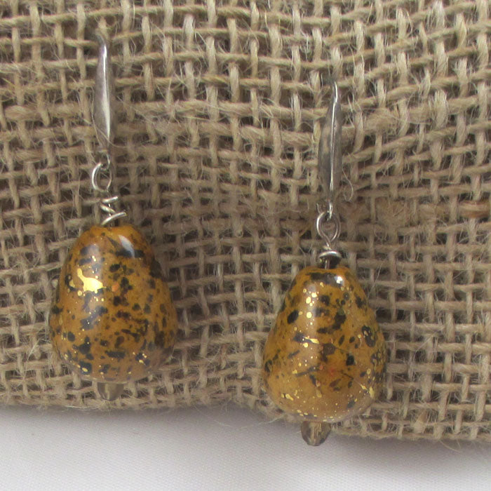 Sunset & Gold Kazuri Teardrop Handmade Earrings - VP's Jewelry  