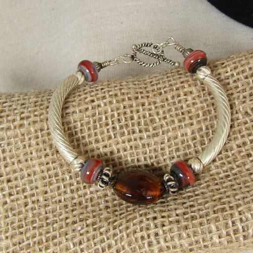 Brown Artisan Bead & Noodle Bracelet - VP's Jewelry