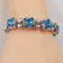 Aqua Rhinestone Silver Bangle Bracelet - VP's Jewelry