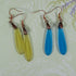 Recycled Sea Glass Earrings Blue or Gold - VP's Jewelry
