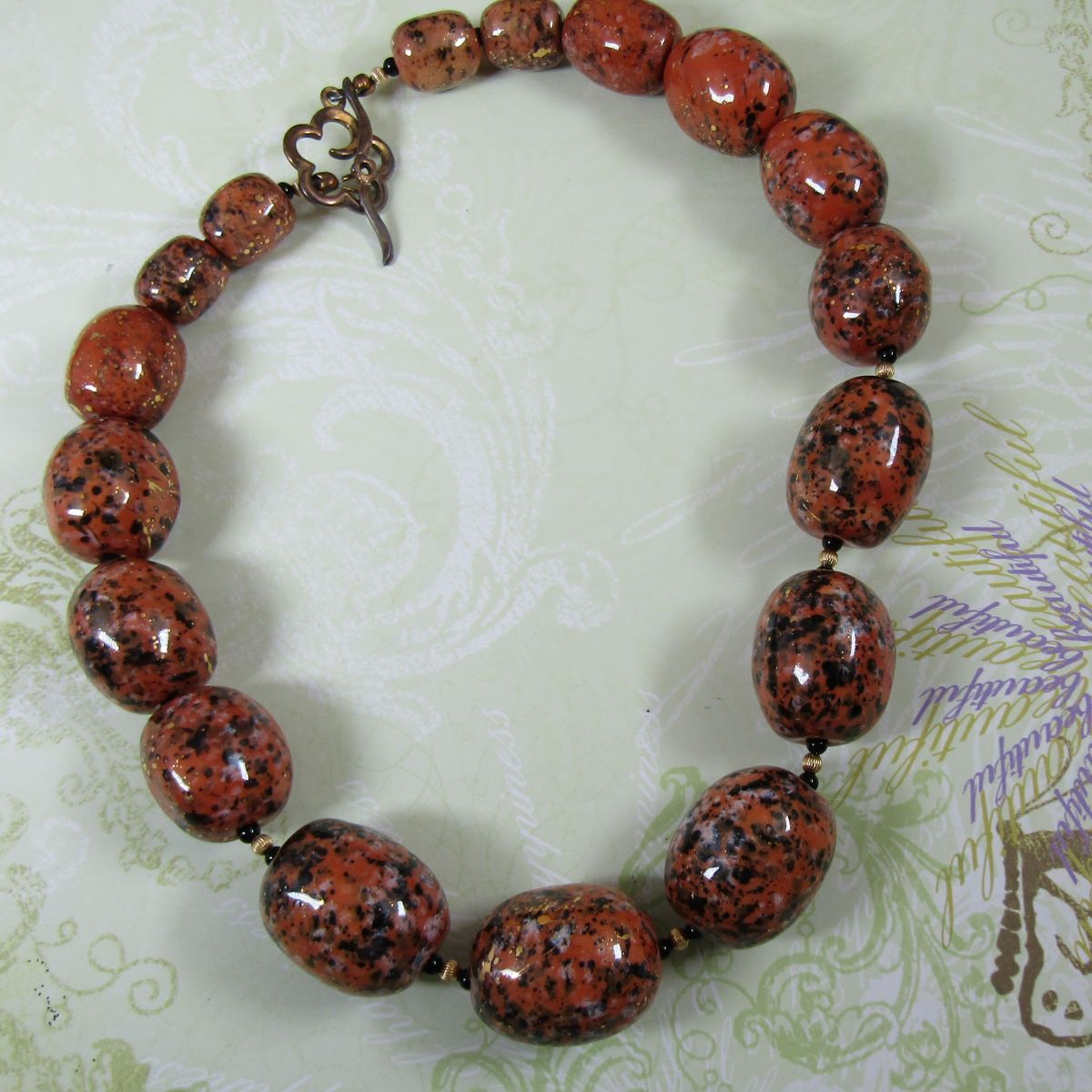 Big Bold Golden Honey Handmade Kazuri Bead Necklace - VP's Jewelry