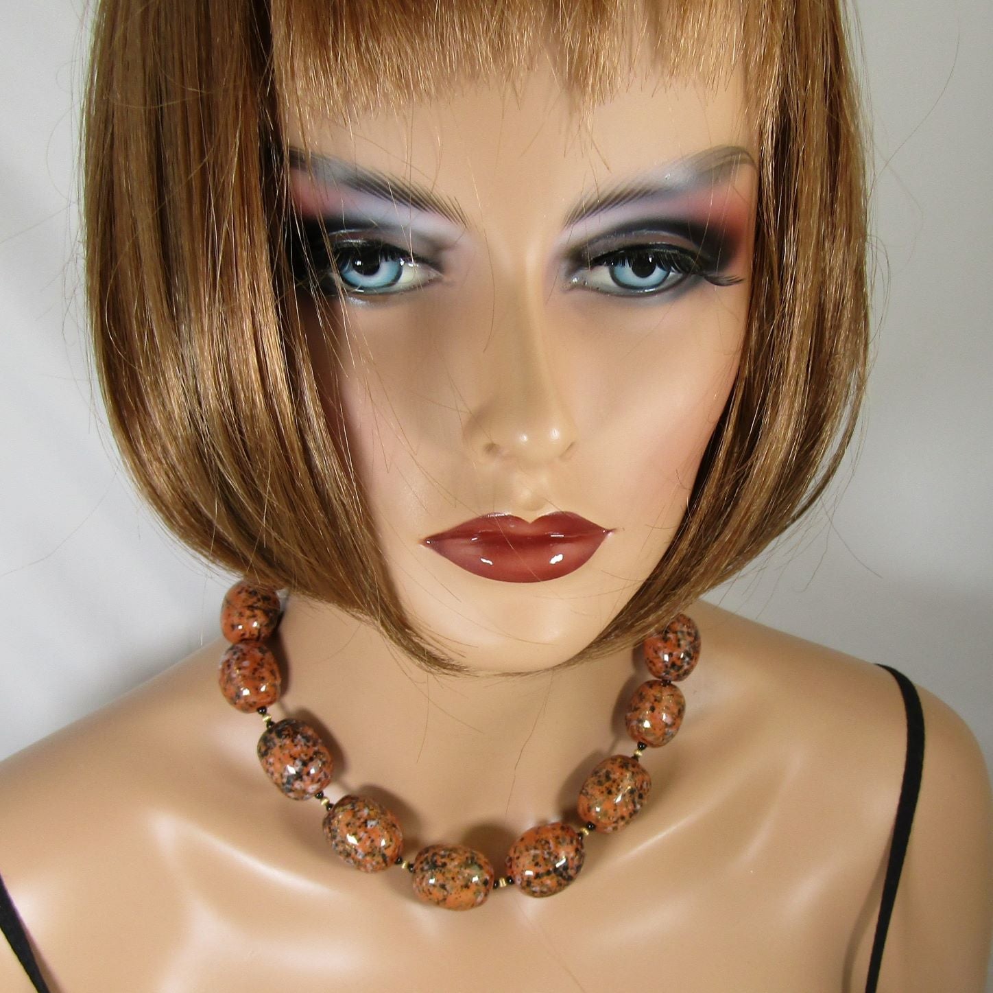 Big Bold Golden Honey Handmade Kazuri Bead Necklace - VP's Jewelry