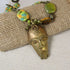 Kazuri Bead and Large Brass Pendant Necklace - VP's Jewelry