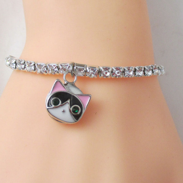 Rhinestone & Cat Bracelet for a Child - VP's Jewelry