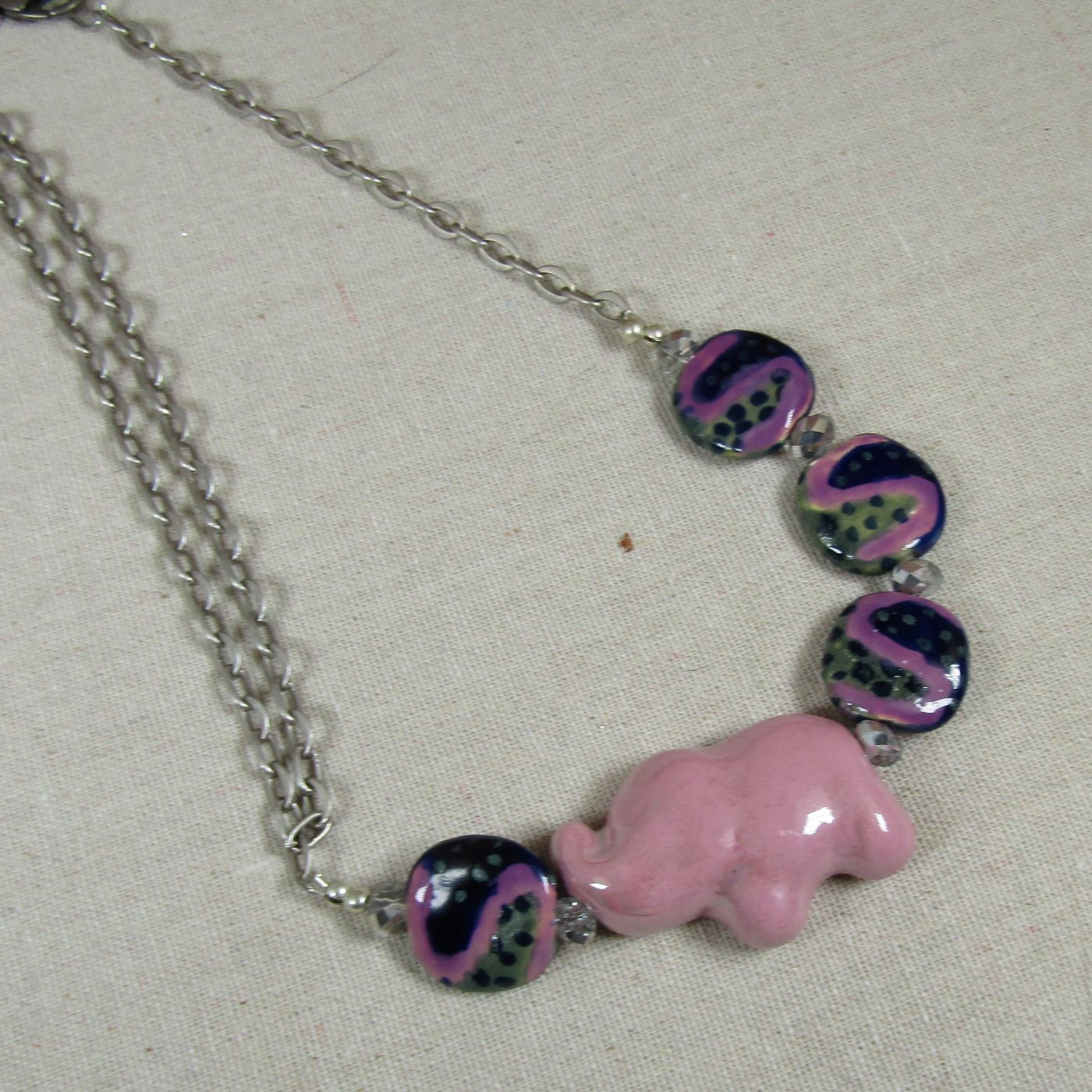 Lilac and Purple Elephant Kazuri Necklace - VP's Jewelry