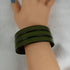 Green Triple Strand Leather Cuff Bracelet - VP's Jewelry
