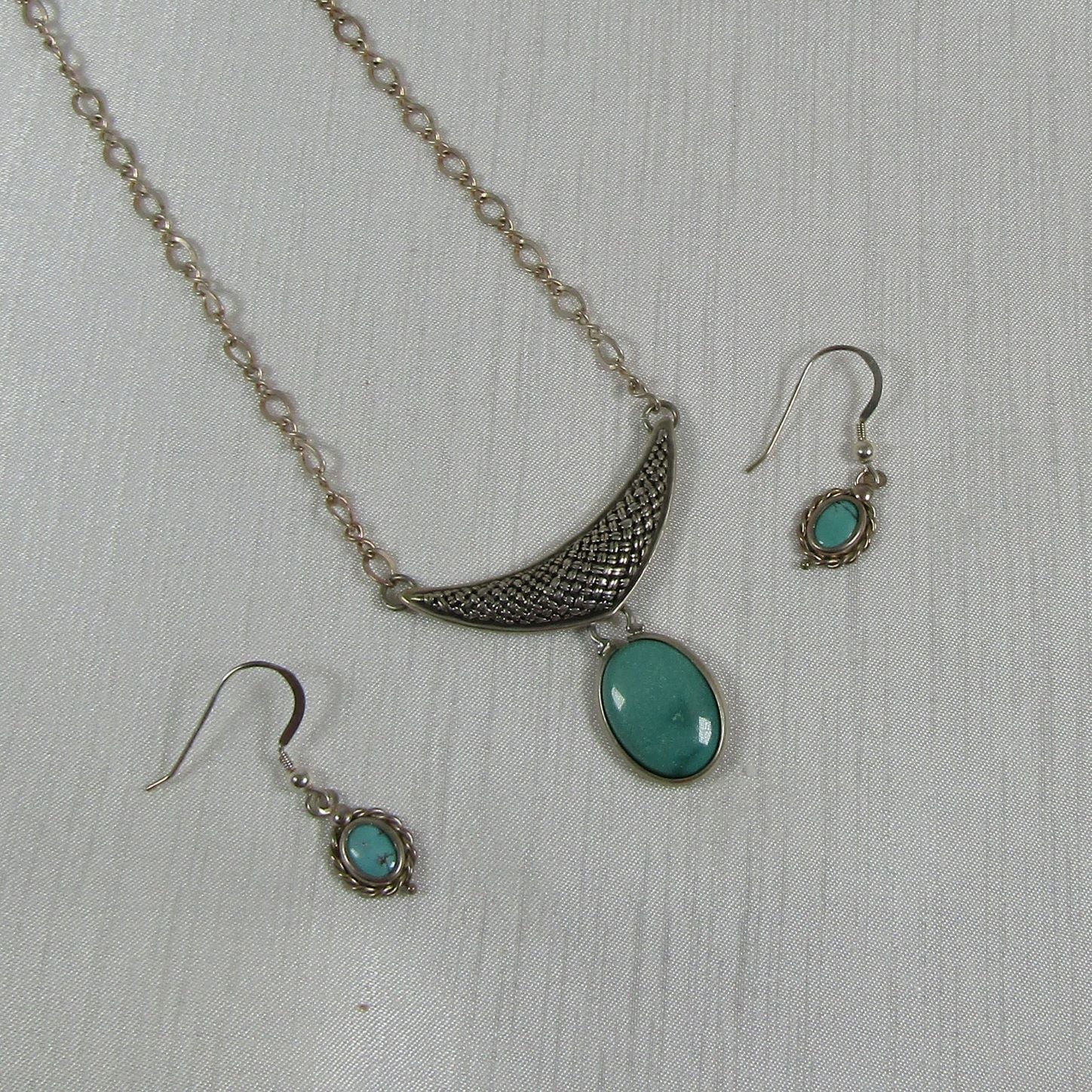 Sleeping Beauty Turquoise Pendant Necklace and Earrings - VP's Jewelry