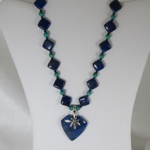 Lapis Lazuli and Turquoise Necklace with Lapis Pendant - VP's Jewelry