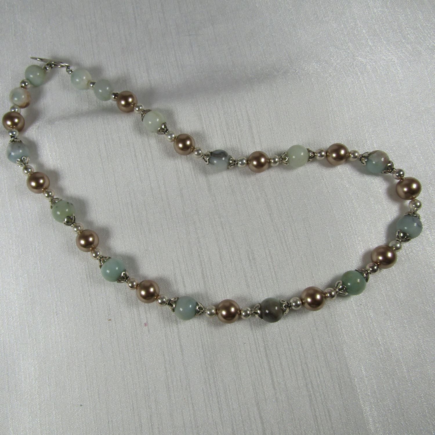 Amazonite and Pearl Beaded Necklace