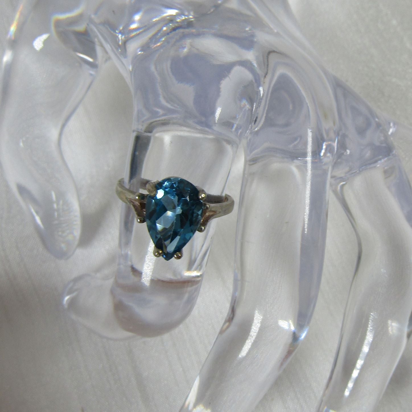 London Blue Pear Topaz Ring Size 7