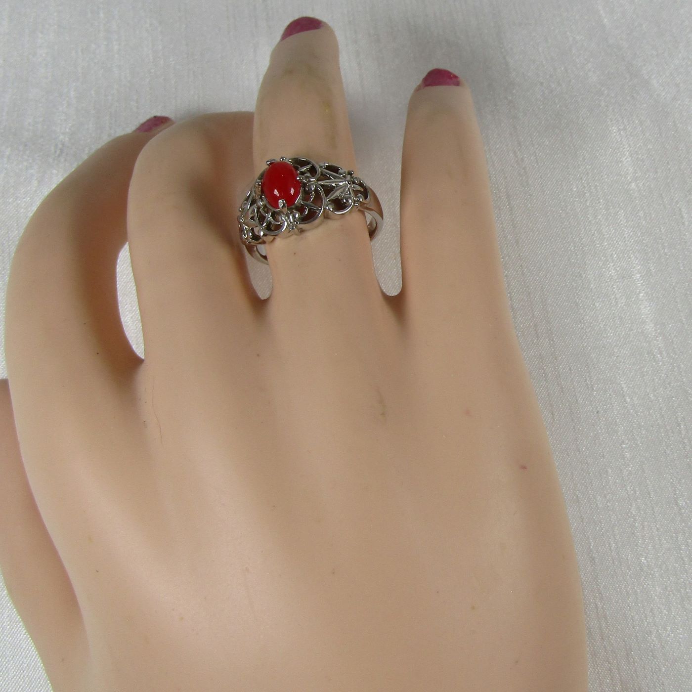 Red Opal Ladies Fashion Ring Size 7