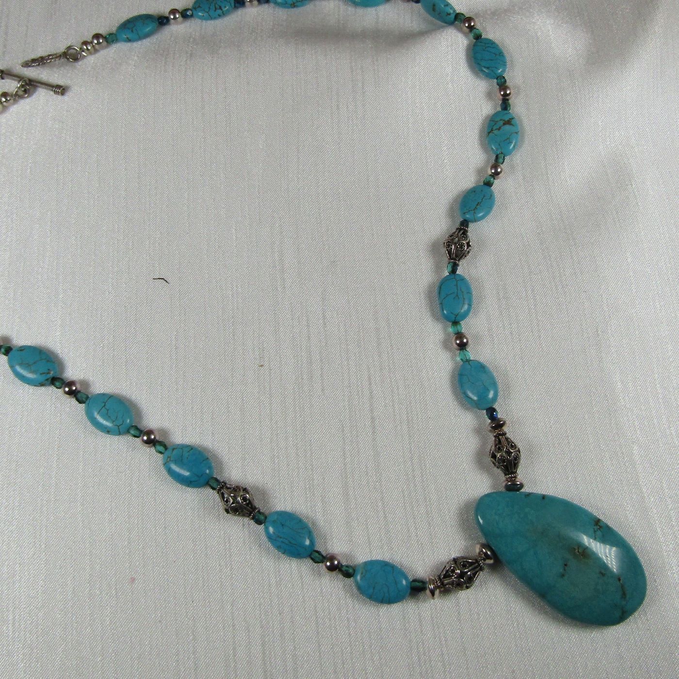 Turquoise and Crystal Beaded Necklace - VP's Jewelry