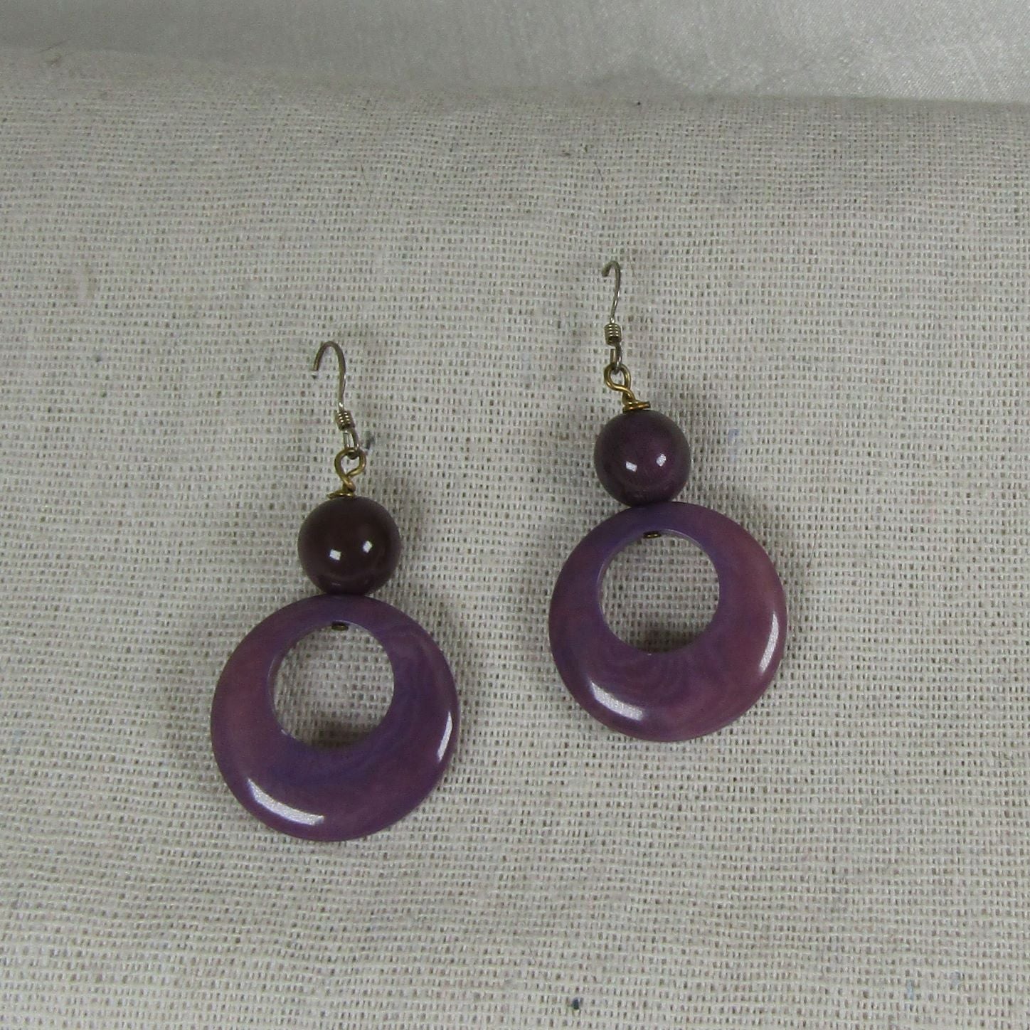 Eco-friendly Purple Hoop Tagua Nut Earrings - VP's Jewelry