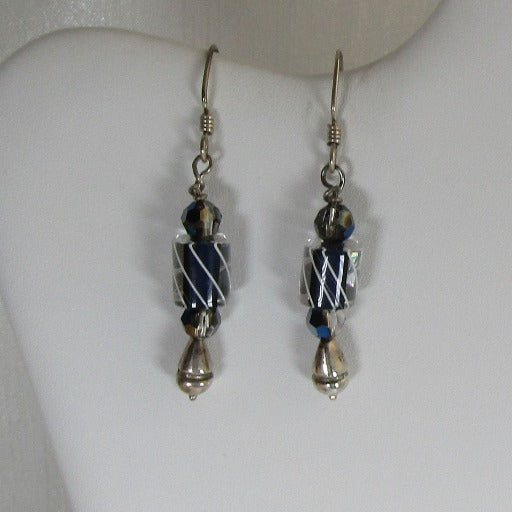 Handmade Navy Blue Artisan Bead Earrings - VP's Jewelry