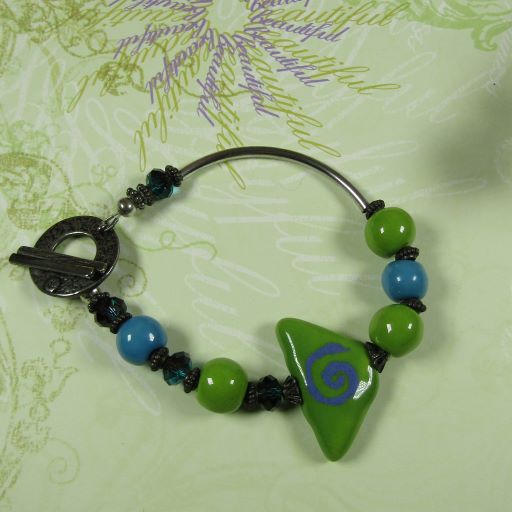 Green Bead Bracelet Kazuri Bead Bracelet - VP's Jewelry