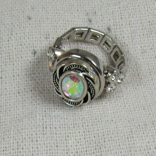 A/B Crystal  Fun Fashion  Silver Stretch Ring Adjustable