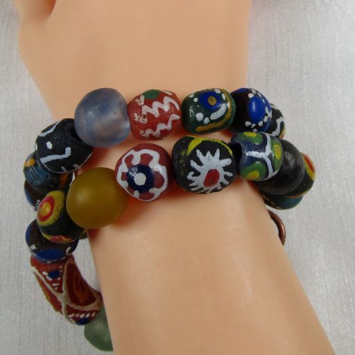 Handmade Bead Bracelet African Trade Beads Double Stranded - VP's Jewelry
