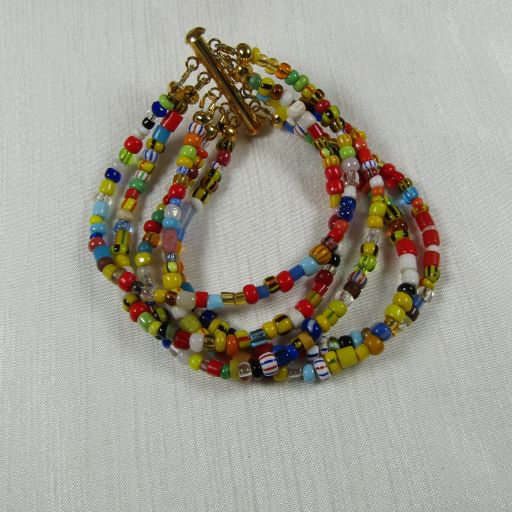 Five Strand Seed Bead Cuff Bracelet African Inspired - VP's Jewelry  