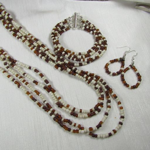 African Seed Bead Designer Set Long Necklace - VP's Jewelry  