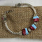 Designer Ruby Aqua Cube & Silver Bangle Bracelet - VP's Jewelry