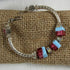 Designer Ruby Aqua Cube & Silver Bangle Bracelet - VP's Jewelry