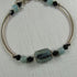 Aqua and Black Lampwork Cube Bangle Bracelet - VP's Jewelry 