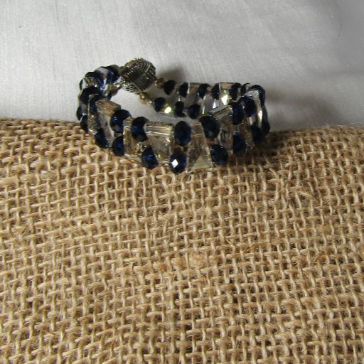 Swarovski Crystal Cuff Handmade Bracelet in Navy Blue - VP's Jewelry
