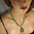 Green & Cream African Bead Pendant Necklace & Earrings - VP's Jewelry