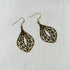 Gold Teardrop Earrings Leaf Motif - VP's Jewelry