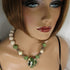Cream, Light Brown & Green Pendant Necklace Kazuri Fair Trade Bead