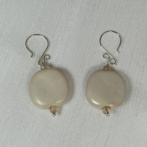 Cream Fair Trade Kazuri Bead Earrings - VP's Jewelry  