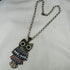 Antique Gold Multi-colored Hoot Owl Pendant Necklace - VP's Jewelry