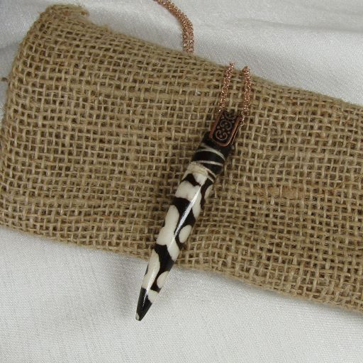 African Batik Bone Pendant Necklace - VP's Jewelry